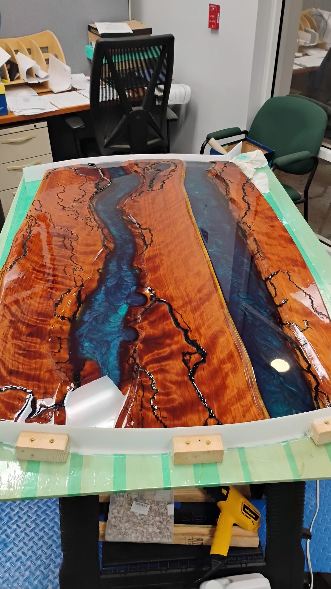 Finished glossy river table