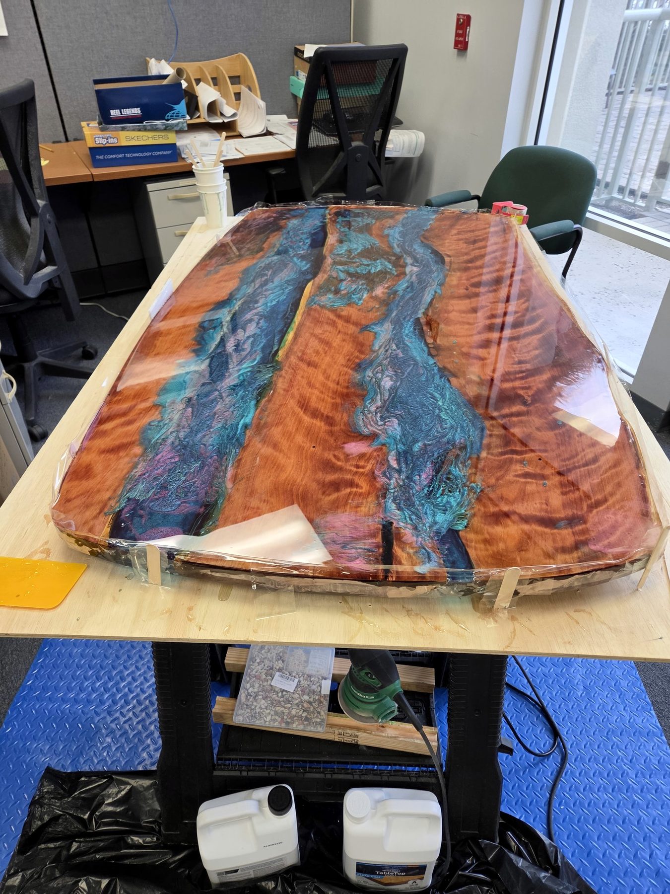 Flood-coated in the shop