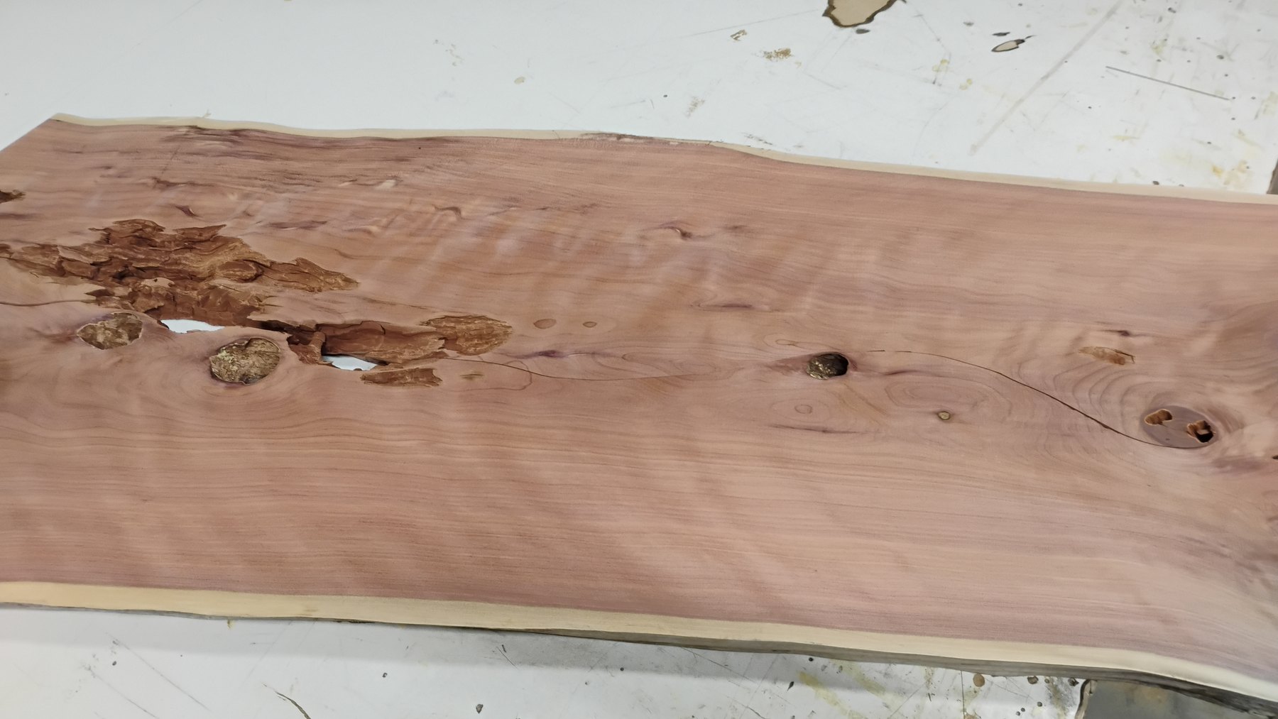 Stage 01: a raw red cedar slab