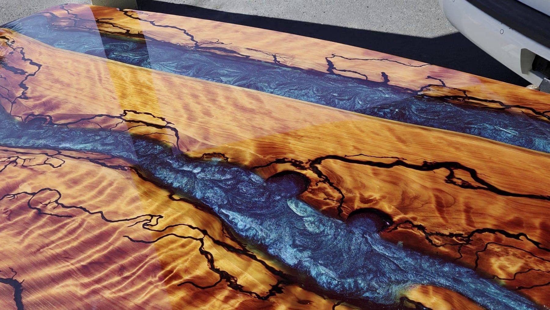 Burn lines meeting resin